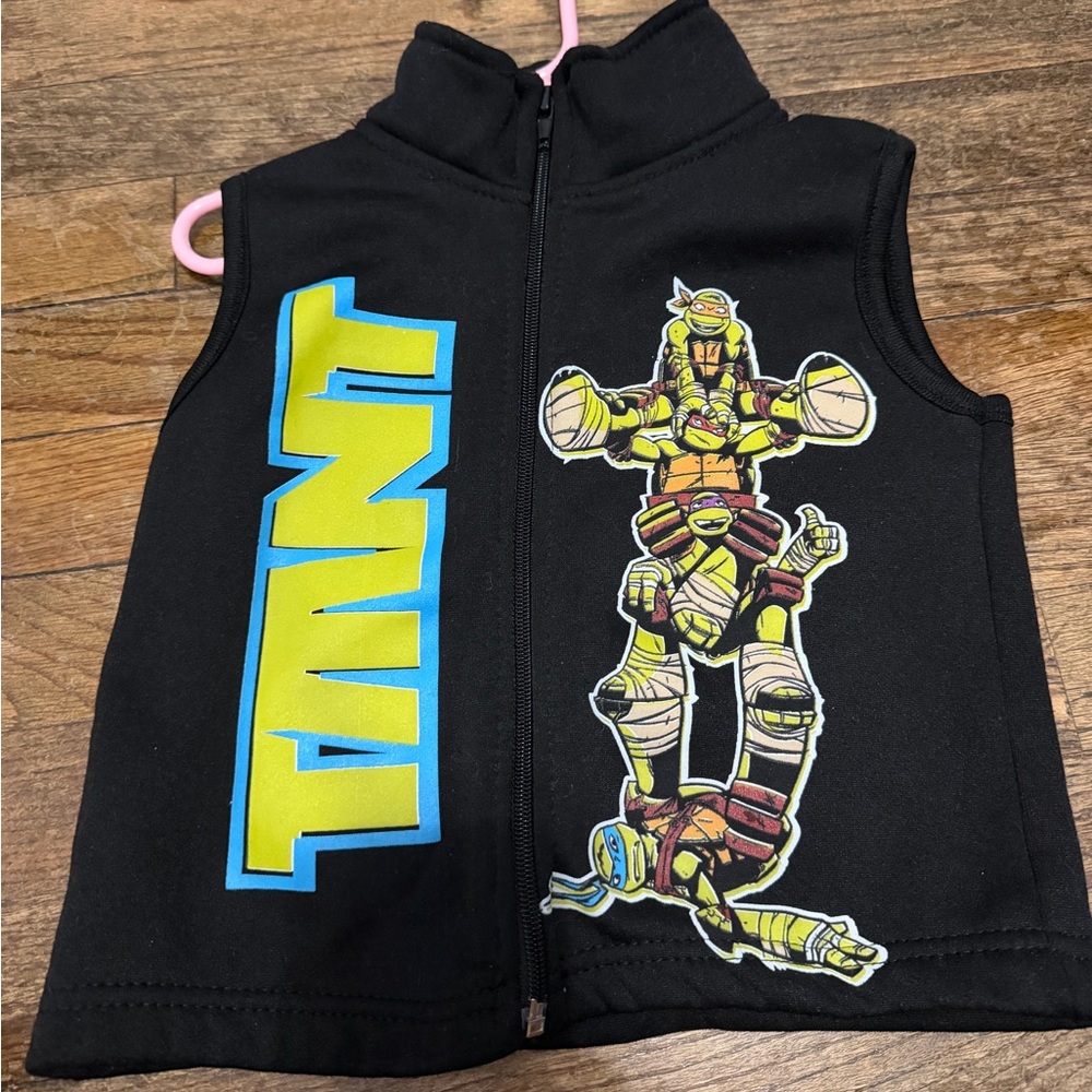 Nickelodeon TMNT Teenage Mutant Ninja Turtles Black Zip-Up Vest Toddler Size 2T